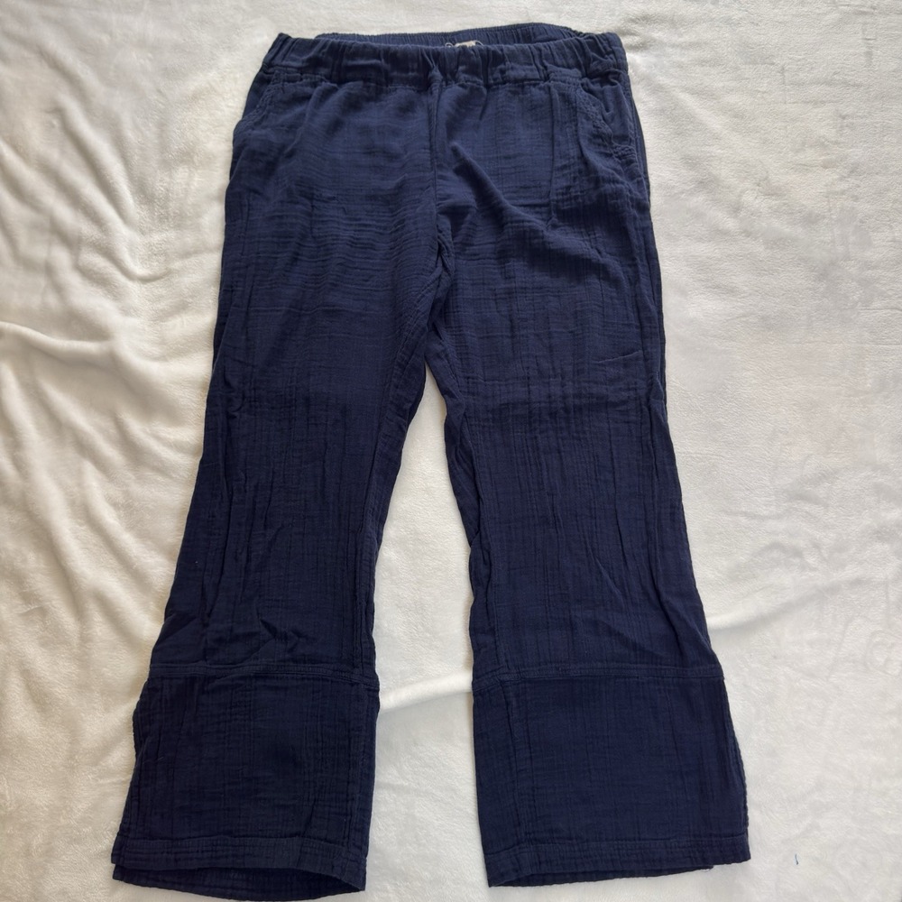 Pact Navy Organic Cotton Gauze Pull On Wide Leg Split Hem Pants Size XLarge - Picture 7 of 12